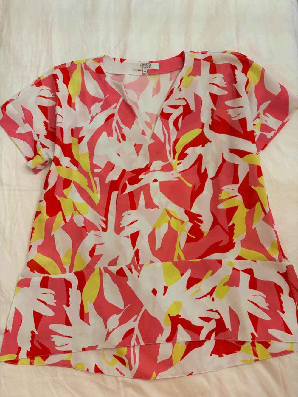 CROSBY by Mollie Burch - Size XS - Pink, Red & Yellow Floral Print Blouse